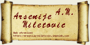 Arsenije Miletović vizit kartica